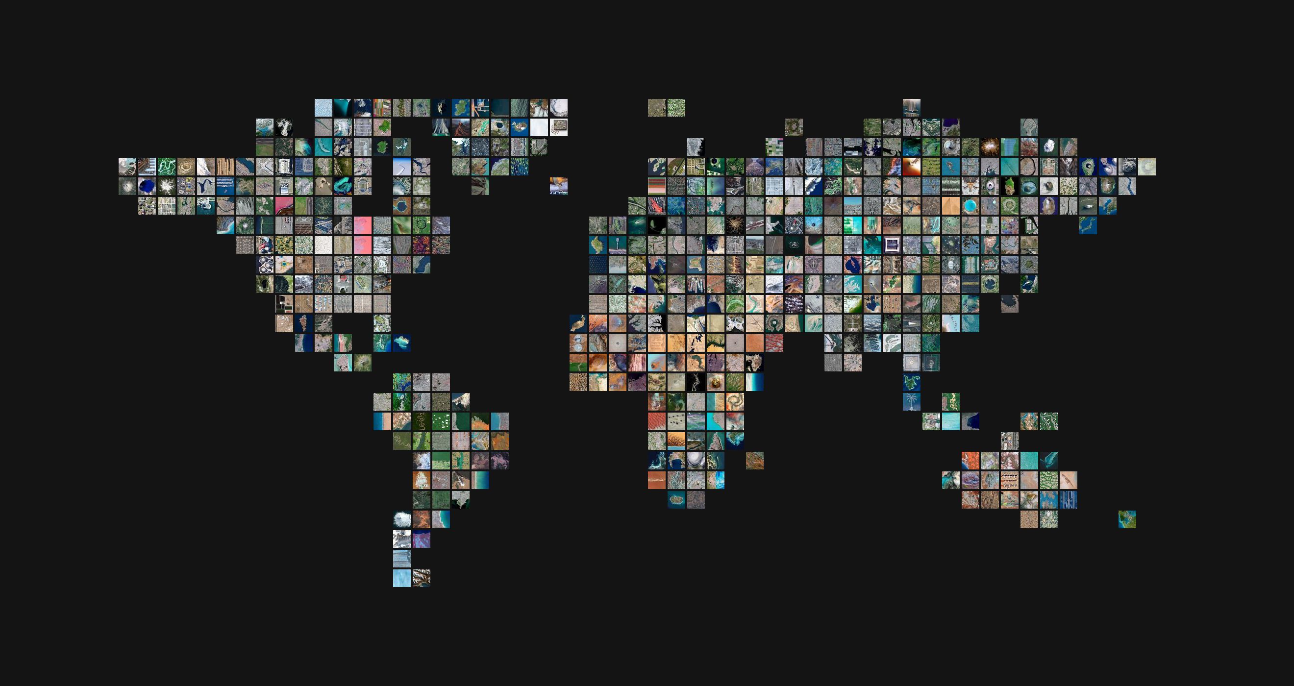 A map of the world made from thousands of Overview satellite images