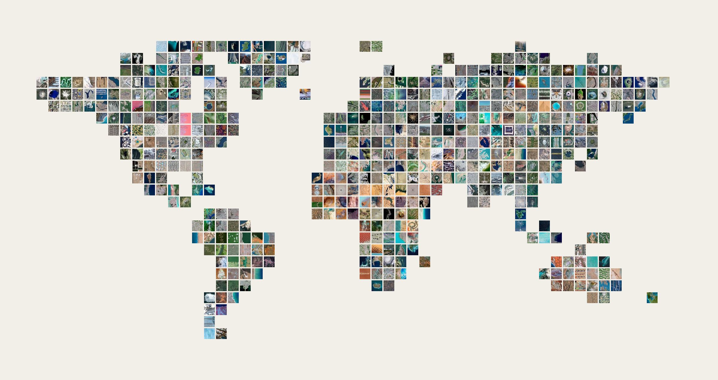A world map made of Overview satellite images